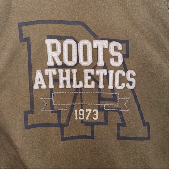 Roots Canada Athletic 1973 Thermal Mens Pullover Size XL Olive Green Beaver Logo - Picture 4 of 10